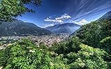 MX-XXUOUO 1000 Stück Puzzle Schöne Orte:Berge Stadtbäume Bellinzona Schw