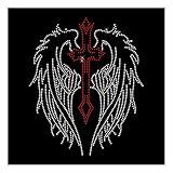 Strasselse Strassmotiv roter Kreuzengel - Bügelbild Applikation kristallklar - Glitzerbild für T-Shirt Jacke Tasche etc. - Strass-Applikation zum Aufbügeln - Gr. 18 x 22
