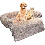 Hundebett Plüsch Hundekörbchen, Flauschig Hundebetten Waschbar Hundedecke Flauschige Katzenbett Warmes Hundekorb mit Abnehmbar, Hundekissen Couch für Sofaschutz Hund und Kofferraumschutz (S, Braun)