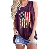 T-Shirt Damen Tank Top Damen Oversize Bequem Locker Ärmelloses Rundhals-Top Urbaner Trend Einfache Mode Drucken Sommer Neue Damen Oberteile Damen Shirt F-Dark Purple XXL