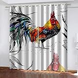 WXSSLN Vorhänge Hahn Verdunkelungsvorhang mit Ösen Blickdicht Lichtdicht Wärmeisolierend Vorhänge Für Wohnzimmer Schlafzimmer 2er Set B117 x H183