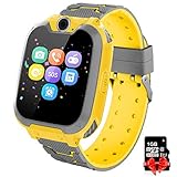 PTHTECHUS Kinder Spiel Smartwatch Telefon - Kinderuhr mit Rechner 7 Arten von Spiel Digitalkamera Wecker, Smart Watch mit Musik-Player, Geschenke für Jungen und Mädchen Studenten (Yellow)