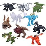 MINGZE 10 stücke Drachen Spielzeug, PVC Sortiert Wie Drachenzähmen 5 bis 6 cm Action-Figuren Night Fury Toothless Dragons Birthday Party Favor, Drachenzähmen leicht gemacht 3