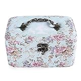 HMEI schmuckkästchen Leder Schmuckschatulle Elegante Retro Reiseschmuck Organizer Aufbewahrungskofferhalter 2 Ebenen Frauen Schmuck Fall schmuckkasten (Color : Jewelry Box E)