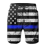 Hipster-Stil, Herren-Badehose, American Thin Blue Line Flagge, Blau, Camouflage, schnelltrocknend, für Strand, Sport, Laufen, Schwimmen - mehrfarbig - M