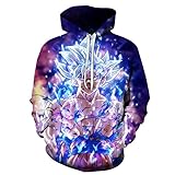 YHLINK Unisex Hoodies Sweatshirts Jumper 3D Print Cartoon Pullover Langarm Taschen Männer Atmungsaktive Outdoor Kleidung Goku Größe 2XL