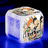 Anime Haikyuu Digital Kinderwecker mit 7 Farbe Licht Ohne Ticken Wake Up Alarm Clock USB Mini Laut Alarm für Jungen mädchen Kinder,B