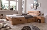 moebelstore24 Futonbett Bett Judith Kernbuche-Massiv Natur geölt, 140 x 200