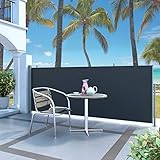 Gawany Ausziehbare Seitenmarkise Sichtschutz Sonnenschut Windschutz für Balkon & Terrasse 120 x 300 cm Schw