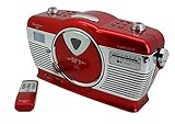 Soundmaster RCD1350RO Retro UKW Radio mit CD-MP3 Spieler USB und SD Slot sowie LCD Uhr mit Weck