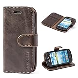 Mulbess Handyhülle für Samsung Galaxy S3 Mini Hülle Leder, Samsung Galaxy S3 Mini Handytasche, Vintage Flip Schutzhülle für Samsung Galaxy S3 Mini Case, Kaffee B
