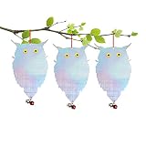 YeenGreen 3Pcs Hängende Eule Vogel, Vogelabwehr Reflektierende Eule Eule Vogelschreck Balkon Eule Attrappe Vogelschreck Eulenattrappe Vogelscheuche E