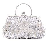 BAIGIO Damen Clutch Handtasche Paillette Abendtasche mit Handgriff Umhängetasche Glänzend für Hochzeit Party (Silber)