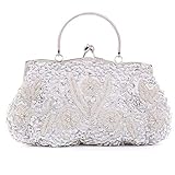 BAIGIO Damen Clutch Handtasche Paillette Abendtasche mit Handgriff Umhängetasche Glänzend für Hochzeit Party (Silber)