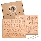 Montessori Tracing Board | Holz doppelseitige Groß- und Kleinbuchstaben | Entwicklung der Feinmotorik Lernspielzeug 10 x 8 x 0,4 Z