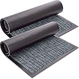 OrientSanda Robuste Fußmatte, 2 Stück, gerippt, grau, für drinnen und draußen, Fußmatte, Eingang, Schuhabstreifer, Eingang innen außen, Garage, Veranda, 73,7 x 43,2