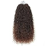 River Locs Häkel-Haar, 35,6 cm, River Locken, Häkelhaar, neue Göttin Locs gewellte Kunstlocken, lockiges Haar, FaixLocs Crochet Braiding Hair Extension für Frauen (1BT30)