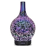 3D Glas Ultraschall ätherisches Öl Diffusor Aromatherapie Diffusor für ätherische öle ultraleise Luftbefeuchter Raumbefeuchter-Automatische Abschaltung bei Wassermangel (3D Feuerwerk)