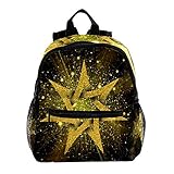 Kinderrucksack Sterne leuchten golden Schulrucksack Mädchen Jungen Schultasche Rucksack Wasserdicht Daypacks Freizeit Rucksack 25.4x10x30CM