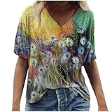 Soupliebe Damen T-Shirt Kurzarm Modern Locker Tee Top Casual Basic Atmungsaktiv Tshirt Atmungsaktiv Weich Sommer Kurzarm Teenager Mädchen Freizeit Blusentops Oberteil Sweatshirt T-S