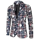 Finetyu Weihnachtsanzug Herren Lustige Anzüge Slim Fit Weihnachten Herrenanzug Smoking Anzugjacke Modern Fit Casual One Button Fit Jacket Mode Casual Weihnachten Printed Anzugjacke Top B