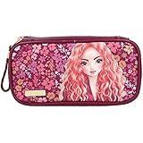 Depesche 11524 TOPModel - Schlamper-Etui im Autumn Fields Design, dunkel-rote Feder-Tasche mit praktischer Aufteilung für Schreib- und Zeichenutensilien, ca. 22,5 x 11 x 7