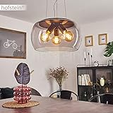 Hängeleuchte Palibatz, runde Pendellampe aus Metall in Anthrazit, 3-flammige Retro Look Zimmerlampe mit Rauchglas-Schirm, 3 x E27 max. 60 Watt, Höhe max. 150 cm, für LED Leuchtmittel geeig