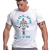 Gold's Gym Herren Muscle Joe Workout Premium Training Fitness Gym Sport T-Shirt, Türkis/Orange, L