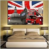 Diamond Painting Set Full Drill,Londoner Roter Bus 5D DIY Diamant Painting Bilder für Erwachsene Kinder,Diamant Malerei Kit Strass Stickerei Kreuzstich Set für Home Wall Decor Round Drill,50x70