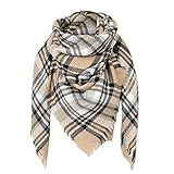 CHUNSE Damen Schal Winter Warmer Halstuch Schultertuch Plaid Muster Herbstschal Winterschal Oversized Fransen Poncho Cape Doppelseitiger Bunter Deck