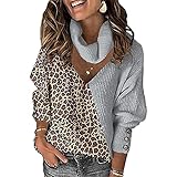 KXZD Pullover Damen Winter Elegant Rollkragenpullover Strickpullover Grobstrickpullover Langarm Lose Pulli Oberteile Damen Grobstrick Winterpullover Strickpulli Sweater lässig Outwear Casual eleg