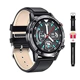 Microwear Smartwatch Herren,Geschenke für Männer,Wasserdicht Sportuhr,Touch-Farbdisplay,Fitness Tracker,Langlebige Batterie,Smart Watch für iOS Android（L16 Black）