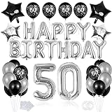 50. Geburtstag Dekoration, 50 Geburtstag Deko, 50 Jahr Geburtstagdeko, 50 Ballon Schwarz und Silber Deko, Luftballon 50. Geburtstag Deko, 50 Geburtstag Junge, 50 Geburtstag Mann, Deko 50 Geburtstag