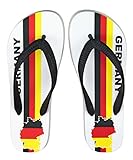 Palupas Deutschland Flip Flops | Fan Badelatschen mit Motiv Germany | White Edition - zur WM 2018