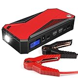 Gyj&mmm 16800Mh bewegliche Auto-Jump Starter Notbatterie Booster Pack mit Doppel-USB-Lade Ausgängen, LED-Taschenlampe (schwarz/rot)