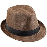 KYEYGWO Fedora-Hut Mode Filz Gangster Hüte für Mann und Frau, Trilby Snap breiter Krempe Vintage Style Dress H