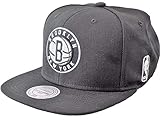 Mitchell & Ness NBA Flat Visor Snapback - Black & White - Brooklyn Nets, black