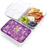 JARLSON® Brotdose für Kinder mit 4 Fächern - TÜV geprüft - Lunchbox aus Tritan - Bento Box auslaufsicher – Jausenbox für Kindergarten und Schule - Mädchen und Jungen - 850ml (Fee)