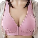 Masrin Mask Damen Bra Plus Size Weste mit verstellbarem Verschluss vorne Crop Wirefree Push Up One-Piece BH Dessous Sexy Super Stretchy Breathable Unterwäsche(XL,Rosa)