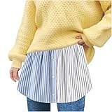Damen Patchwork Abgestufte Sheer Streifen Drucken Verlängerung Rock in Übergröße mit Halbem Slip Minirock-Hemdverlängerung, verstellbar, für Damen, M