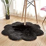 FASZFSAF Anti-Rutsch-Pflaumen-FöRmiger Weicher Kunstpelz-Wollteppich, Indoor-Schaffell-Teppich Moderne Matte Wohnzimmer Leder Verdicktes Zuhause Fleece Shag,L,60 * 60