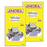 Amora White Katzenstreu mit Babypuderduft 30L (2 x 15 Liter)