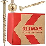 KLIMAS Holzschrauben Torx Tellerkopfschrauben 6,0 x 160 mm 50 Stück | Unterlegscheiben Schrauben Terrasenschrauben Universalschrauben Dachkonstruktion Set TX Gelb