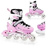 Nils Inlineskates Rollschuhe Schlittschuhe # 4in1 verstellbar Inline Skates EIS Sport Hockey Mädchen & Junge & Damen NH10905 (Rosa, S (31-34))