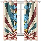 KLily 3D Digitaler Cartoon Elefant Druck Serie Vorhänge Vorhangstoff Für Schlafzimmer Wohnzimmer Balkon des Heimhotelseinfache Verdickte Hohe Schattierung Frei Perforierte Vorhäng
