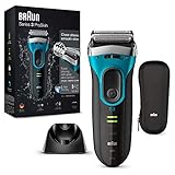 Braun Series 3 ProSkin 3080s Herren Elektrorasierer Bart, Wiederaufladbarer Elektrorasierer + Nachfüllbasis, Schwarz / B