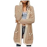 Frauen Winter Wolle Strickjacke Solide Patchwork Jacke Pullover Lange Lose Dicker Mantel Strickjack