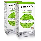 simplicol Textilfarbe intensiv (18 Farben), Frühlings-Grün 1813 2er Pack, Hellgrün: Einfaches Färben in der Waschmaschine, All-in-1 Komplettpackung