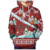Zhiyao Herren 3D Christmas Print Kapuzenpullover Spaß Hoodie Weihnachten Jumper Langarm Casual Slim Fit Digitaldruck Herbst Winter Herren Damen Go Jesus It's Your Birthday