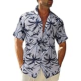 Herren Hemden Lässig Loose Fit Freizeithemd Hemd Herren Kurzarm Revers Henley Shirt Button Down Hawaiihemd Herren Regular Fit Sommer Strandhemd Tops Hemd Herren Comfort Fit Streifen H